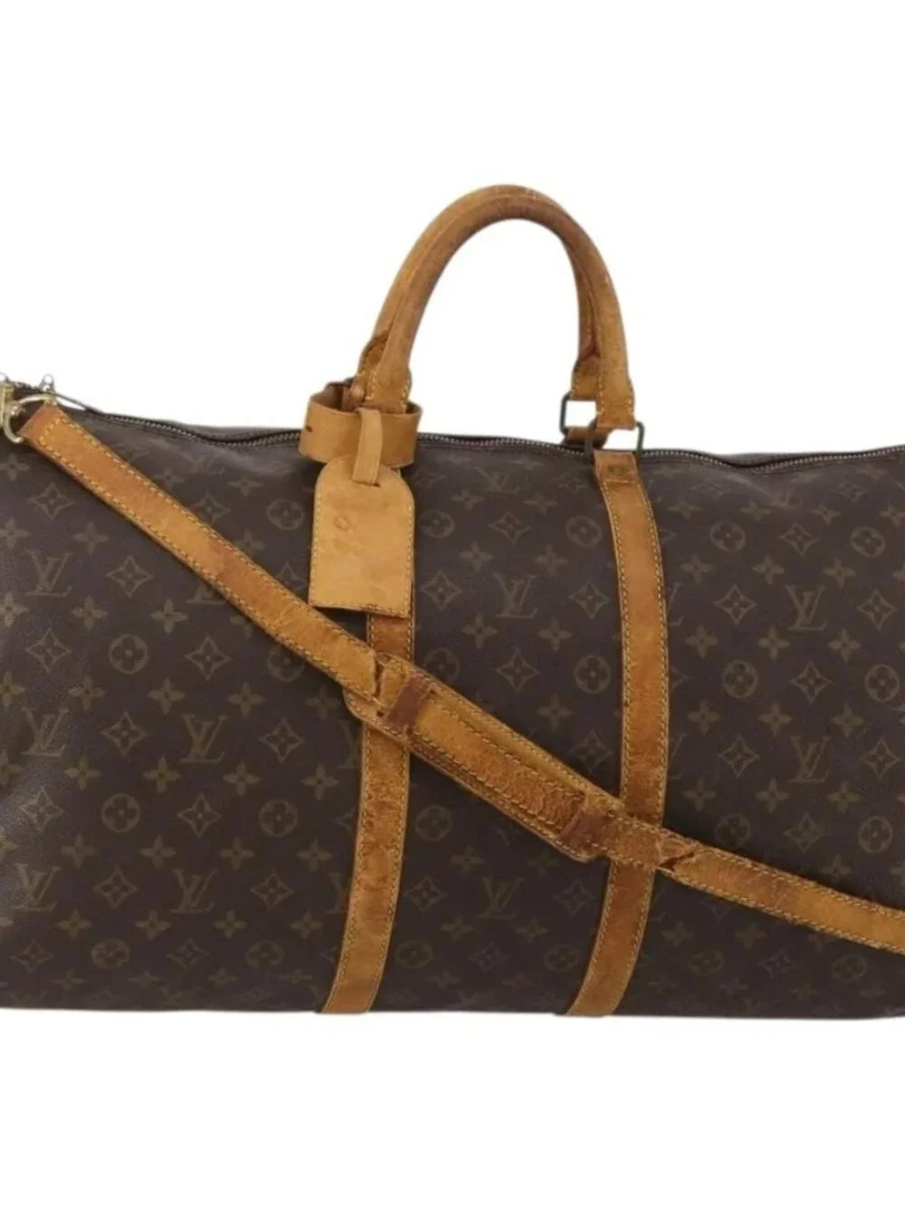 LOUIS VUITTON Monogram Keepall Bandouliere 55 Boston Bag M41414 LV Auth 185696